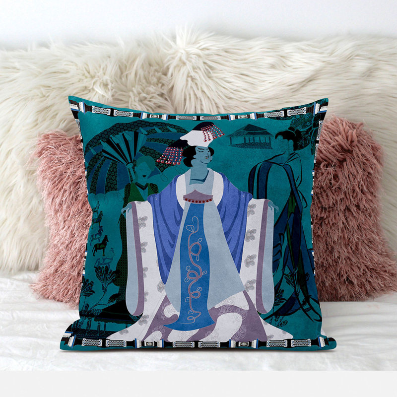 Reversible Throw Pillow, 18" x 18", Blue/Purple
