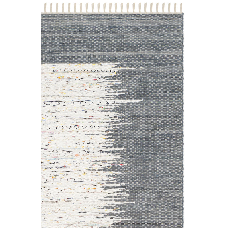Tapis de couleur unie en coton tissé à la main Annia, Carré 6 pi