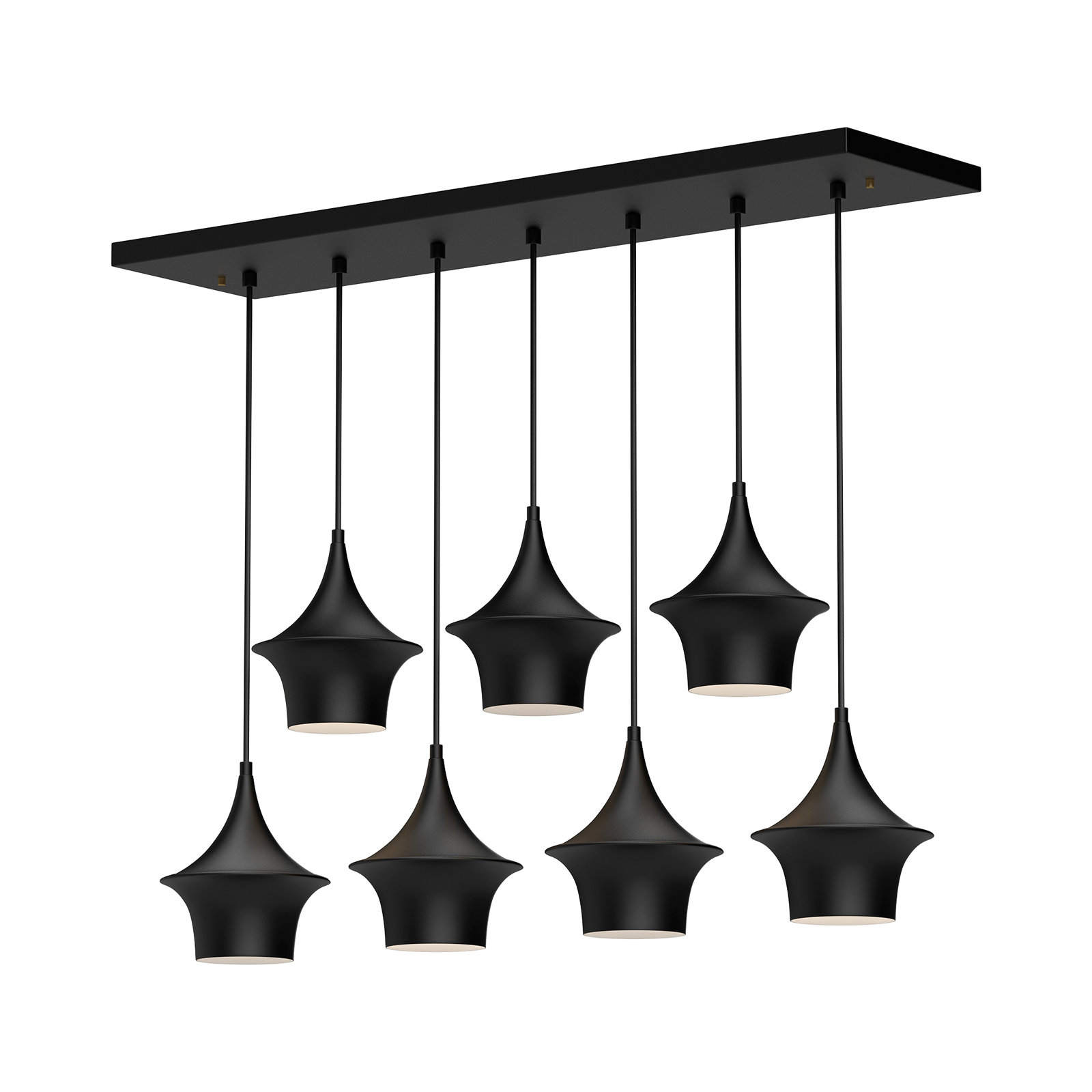 Alexia 7 Light Metal Pendant, Matte Black