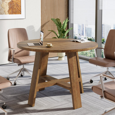 Table de conférence ronde en bois massif