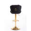 2 tabourets de bar, hauteur de levage mécanique réglable, repose-pieds et base, velours + pieds dorés, chaise de mode noire réglable, tabouret élégant