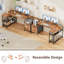 Bureau en L avec station de charge, 2 tiroirs en tissu et tablettes réglables, bureau d'ordinateur pour petits espaces-130085496-130085495