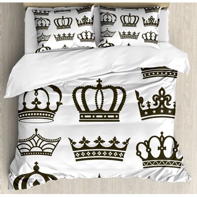 Symbol of Royalty Jewel Crowns Tiaras for Reign Queen Prince Princess Cartoon Duvet Cover Set -  Ambesonne, nev_36012_king