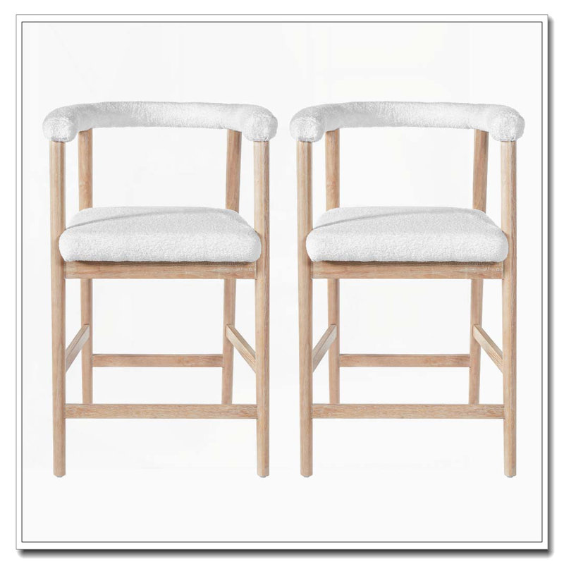 Tabourets de bar avec dossier, Naturel