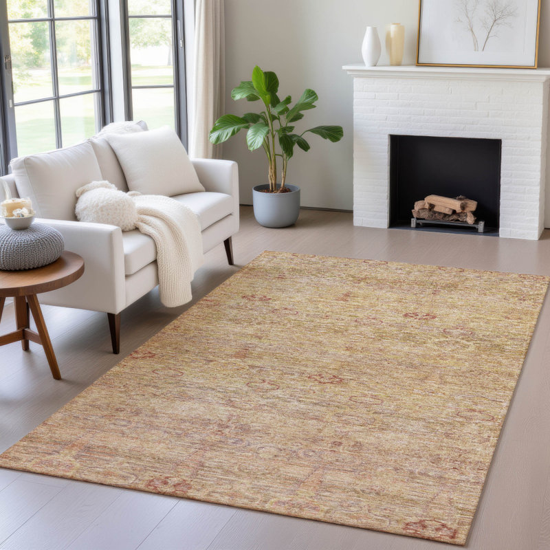 Machine Washable Indoor/Outdoor Xhevrie Coral Rug, Rectangle 10' x 14'