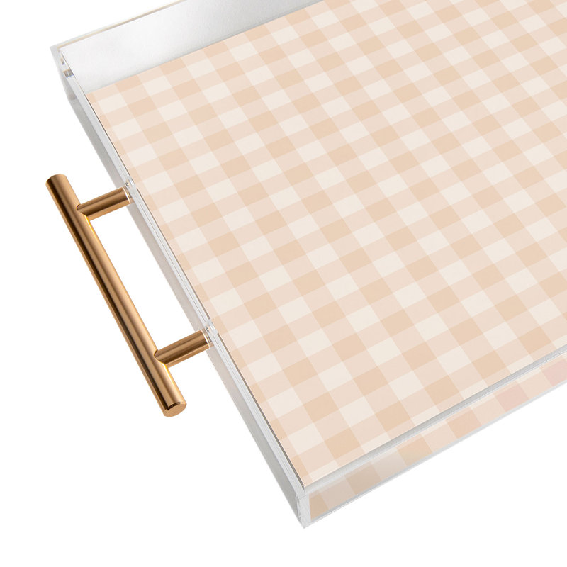Cassidy Rae Marietta Swiss Cross Remix Acrylic Tray, Beige, Gingham