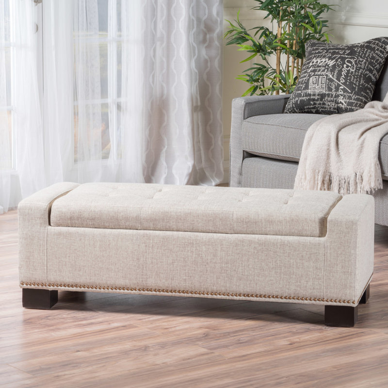 Style avec rangement spacieux et chic H 17,51 po x l 50,8 po x P 19,52 po avec pieds brun foncé cloutés Home Decor Essential 100%