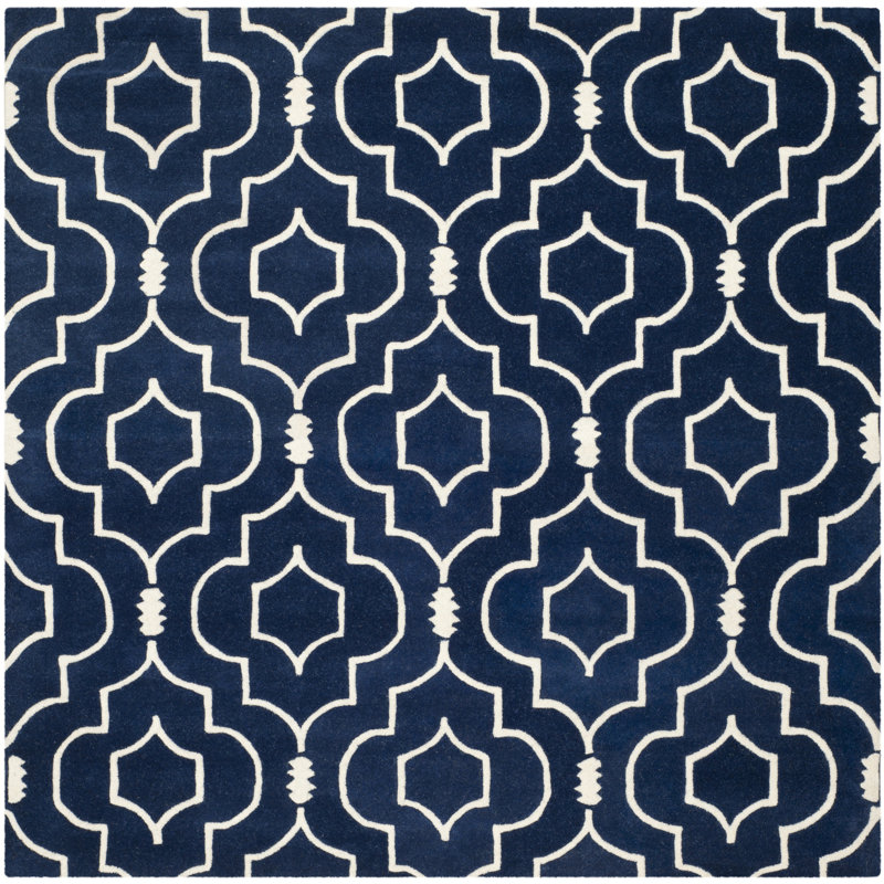 Carolene Hand Tufted Wool Geometric Rug, Square 7'
