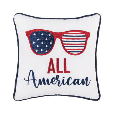 All American Patriotic Embroidered Square Accent Pillow