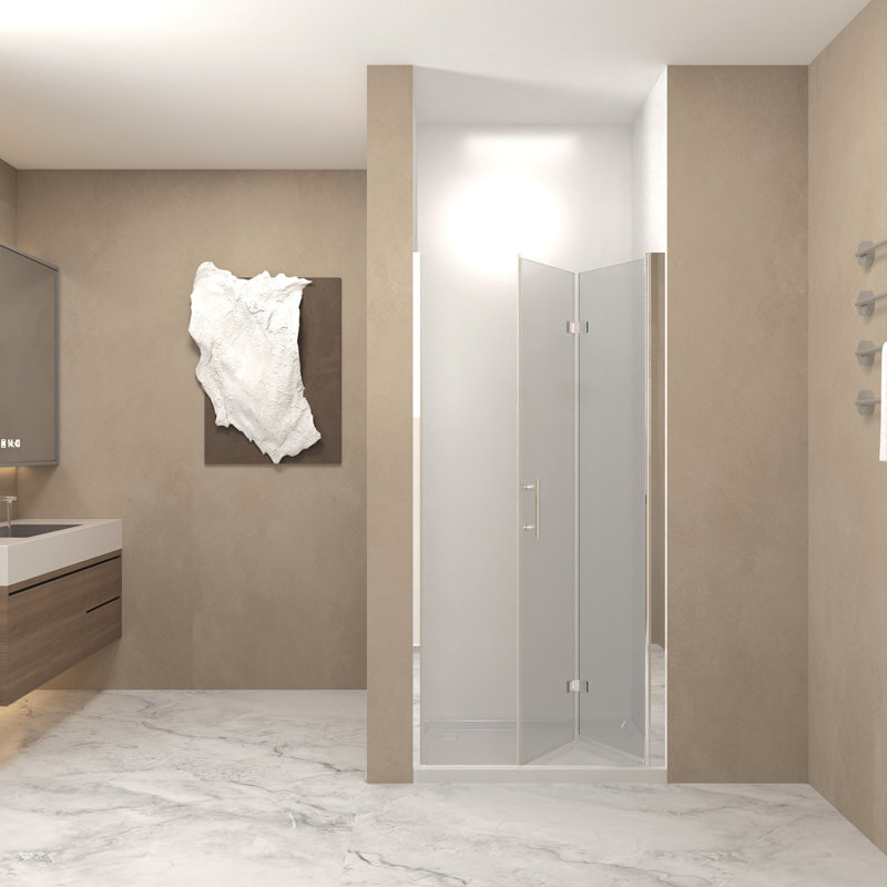 29-28"X 72" Bifold Shower Door, 1/4"(6Mm) Tempered Glass, Chrome Explosion Proof Film, Chrome