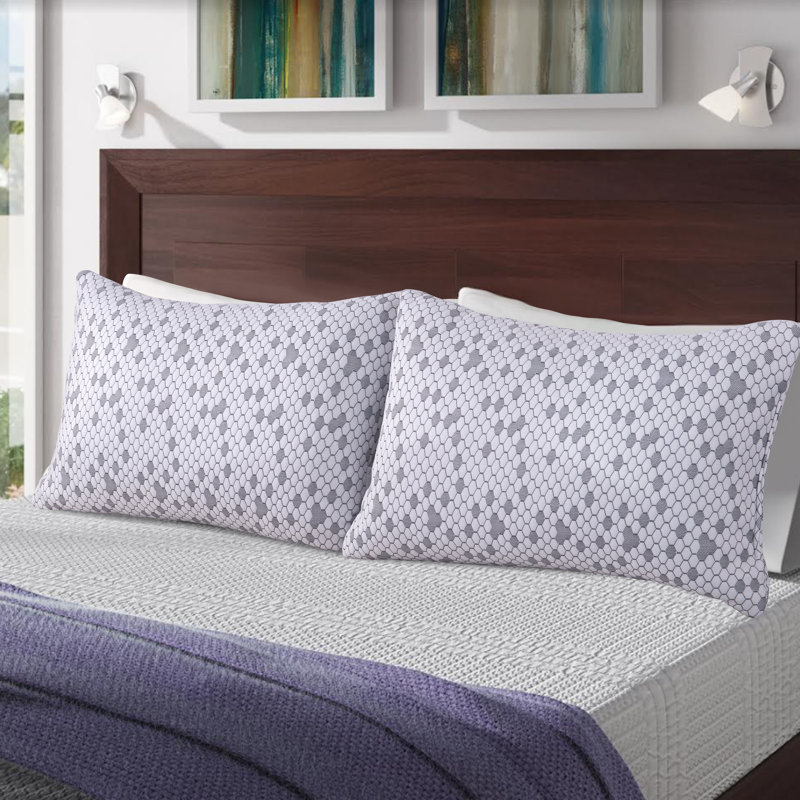 Ensemble de 2 taies d'oreiller en mousse viscoélastique gris anthracite 20 po x 40 po, Standard