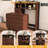 Small Apartment Dining Table With Sideboard & Storage Layers, Silent Wheels, Walnut Finish Storage, 11.6 In Width, Deformation-,