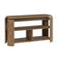 Console de canapé brun avec tablettes ouvertes et rangement