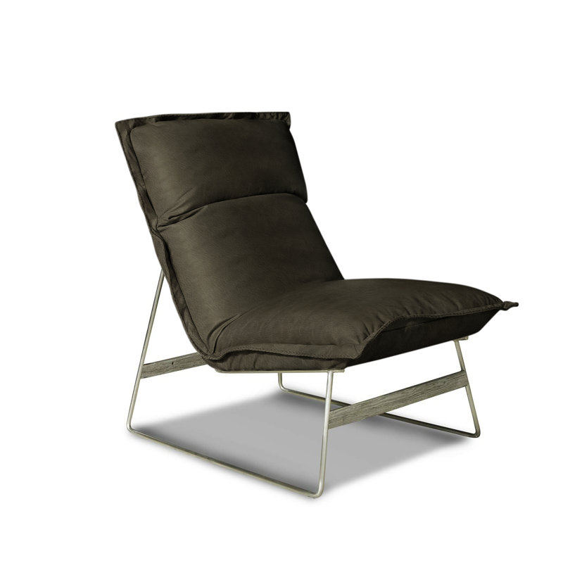 Tweety Leather Accent Chair, Dark Walnut (Dreamer), Satin Brass