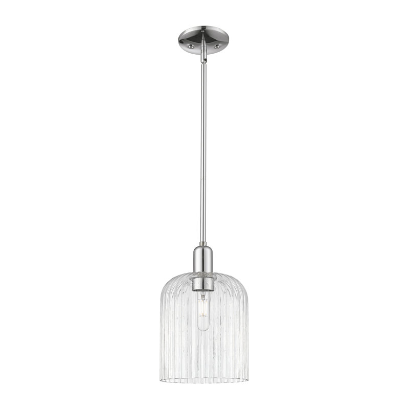 Downtown Urban - Voile de mariée - Mini-luminaire suspendu 1 tige, H 13,25 po x l 8 po x P 8 po, Clair, Chrome poli