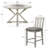Solid Wood 4-Person Dining Set Grey Extendable Dining Table With Upholstered Padded Chairs