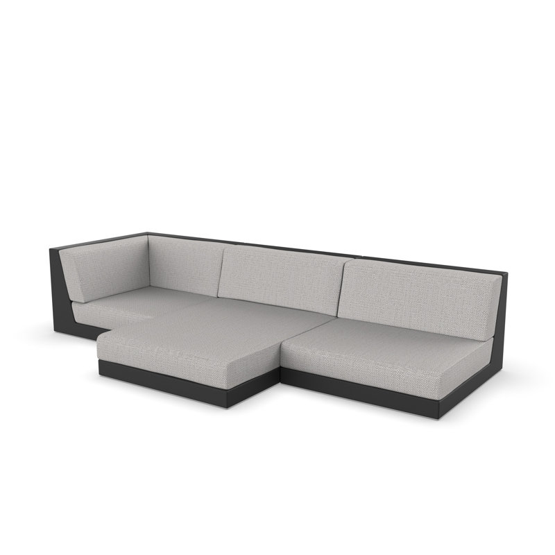 Pixel 118.25" Wide Outdoor Reversible Patio Sectional with Cushions, Nautical Taupe, White