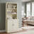 Bookcase with Adjustable Shelves, 5-Tier Multi-Depth Bookshelf with Door, Open Shelf Organizer with Adjustable Open Shelves and Storage Cabinets, Cream, 72.5 Inch-67787789-67787779