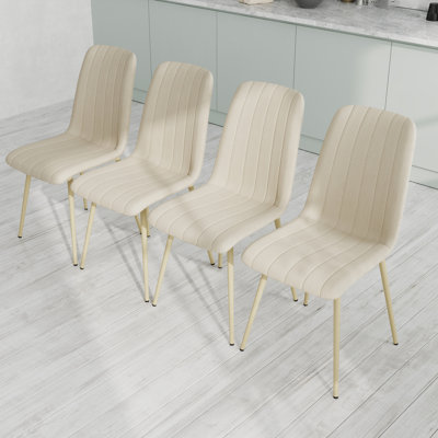 34.5'' H Linen Fabric Upholstered Side Chair with Stable Metal Legs