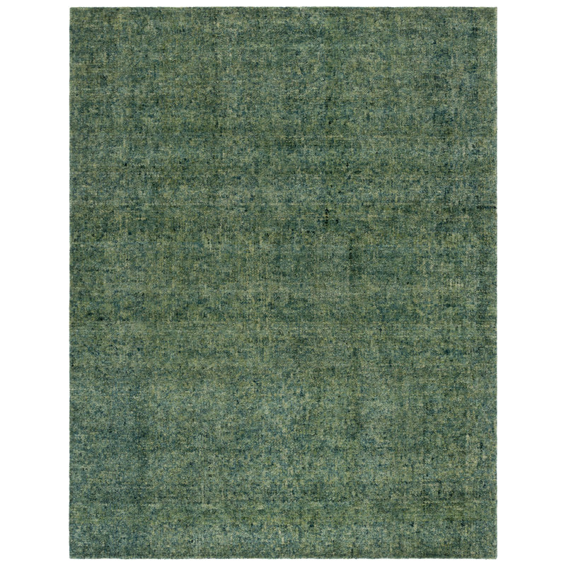 Tapis vert en laine / coton touffeté à la main Hogue 101, Rectangle 8 pi x 10 pi