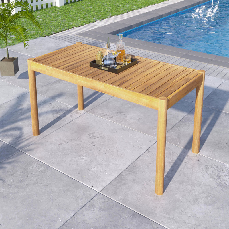 Table de socialisation de patio spacieuse - pieds antidérapants en bois faits de structure stable
