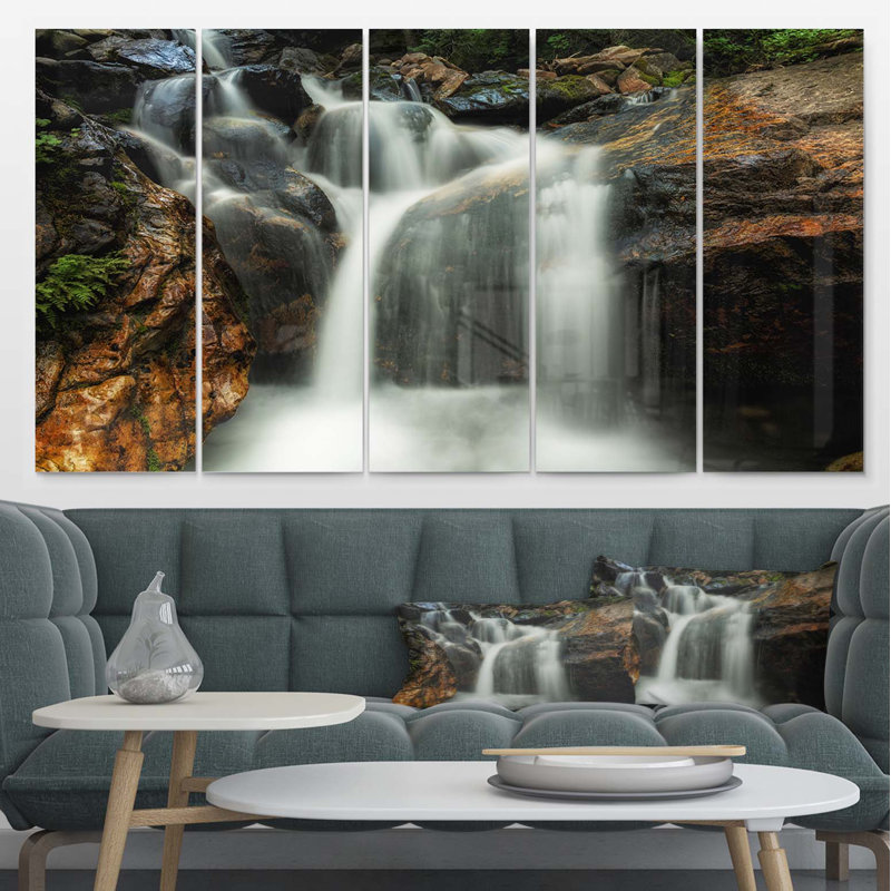 Slow Motion Waterfall On Rocks - Multipanel Landscape Wall Art