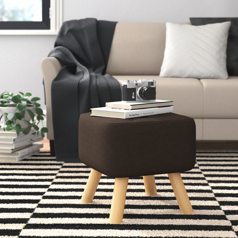 Germain Square Solid Colour Footstool Ottoman, Brown