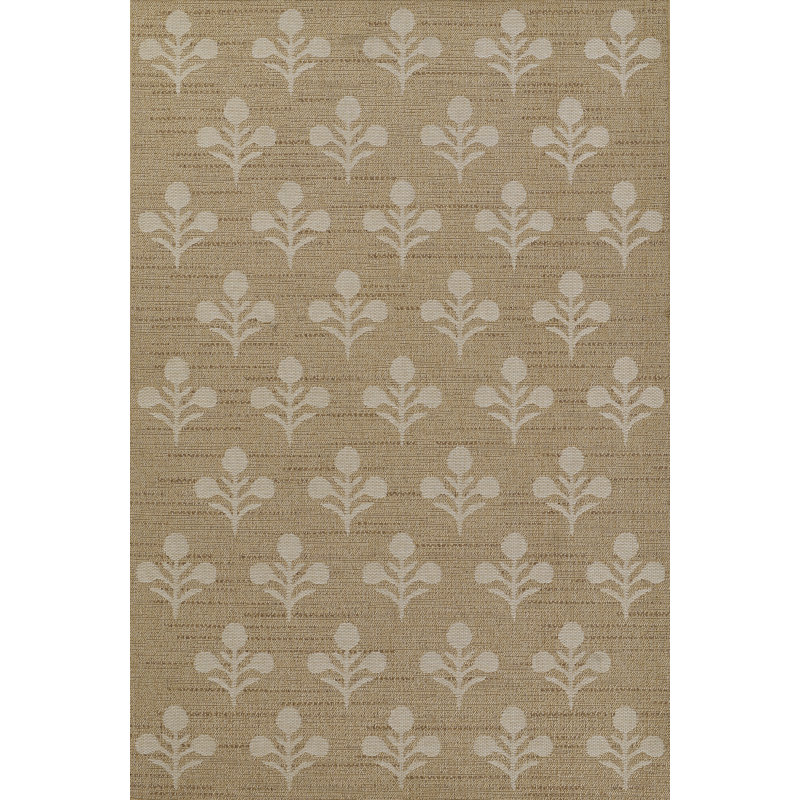 Saybrook Floral Power Loom Polypropylene Plastic Indoor / Outdoor Area Rug in Beige/Brown, Rectangle 5'3" x 7'