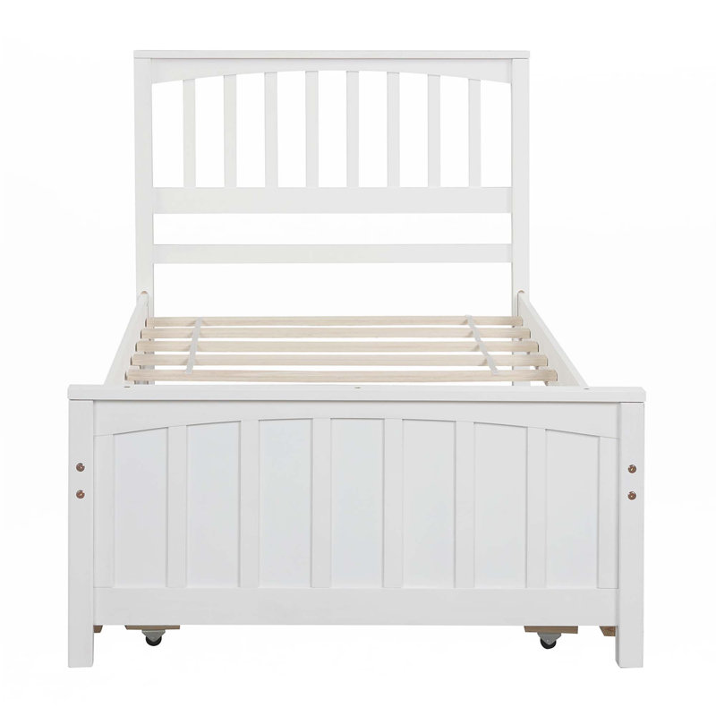 Lit plateforme simple avec lit gigogne, Blanc