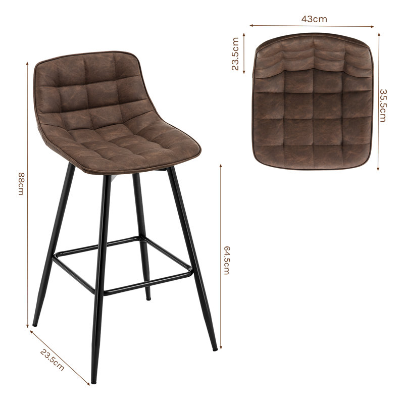 Upholstered Counter Stool with Metal Frame, 1, Brown