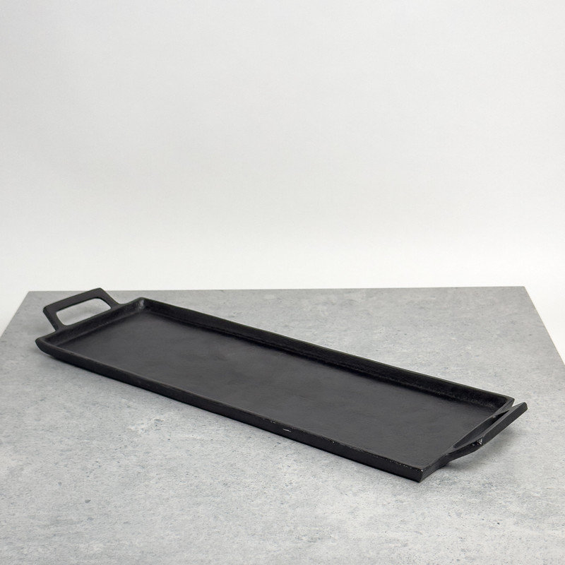 Textured Black Aluminum Rectangular Tray with Handles