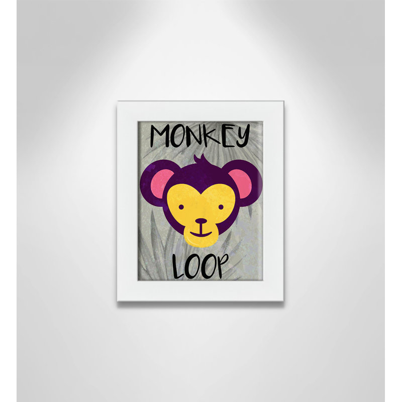 «Monkey Loop», impression sur papier, H 10 po x l 8 po x P 0,6 po, Encadré plat blanc