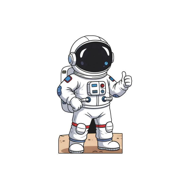 Caricature de l'astronaute SP13557, Noir
