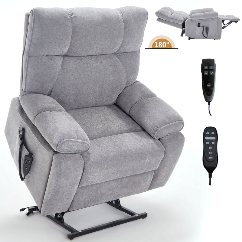 Heat Massage Dual Motor Infinite Position Up To 350 Lbs Large Electric Power Lift Recliners With Hidden Cup Holders, Power-Remote, Medium-Firm And Heavy Duty