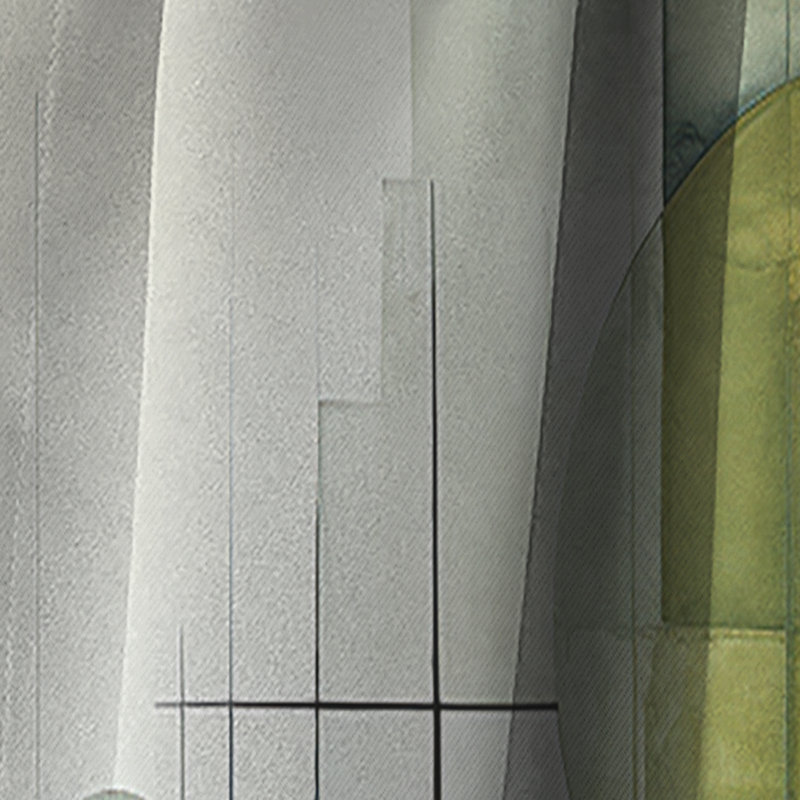 Olive Orbits Abstract Shapes I - Shapes Curtain - Blackout Abstract Curtain - 1 Panels, 52" W x 84" L