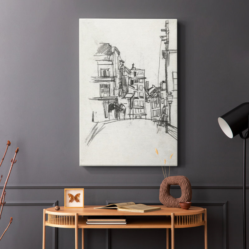 Croquis rétro Lxxviii - Cavas enveloppés de galerie, H 18 po x l 12 po