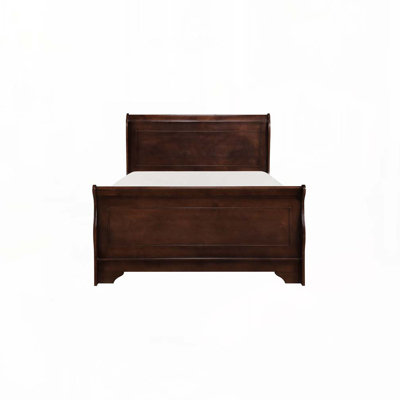 Dark Cherry Finish Wooden Platform Bed