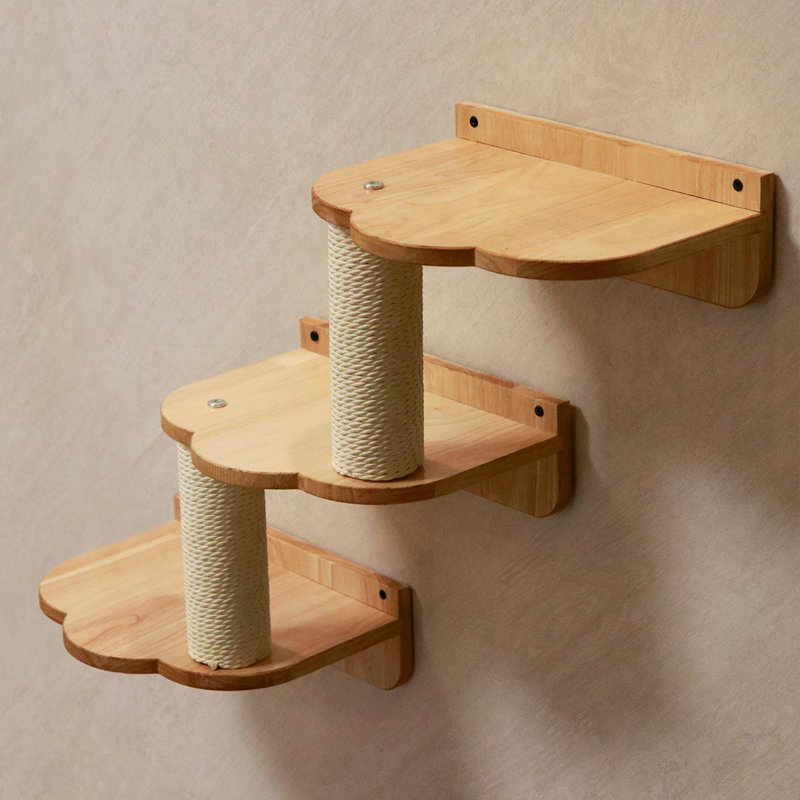  Marches pour chat, tablette pour chat, échelle pour chat, grimpeurs pour mur | Bois d'hévéa