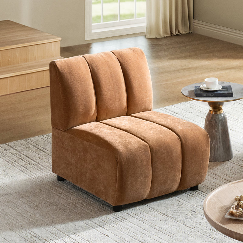 Canapé capitonné en chenille 1 pièce 28 po Hawkinge, Caramel