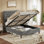 Velvet Ottoman Storage Bed With Button-Tufted Scroll Headboard