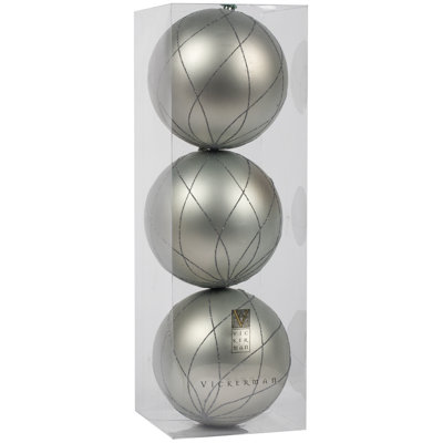 Vickerman Matte And Glitter Swirl Ball Ornament 6'' Geometric Ball Ornament