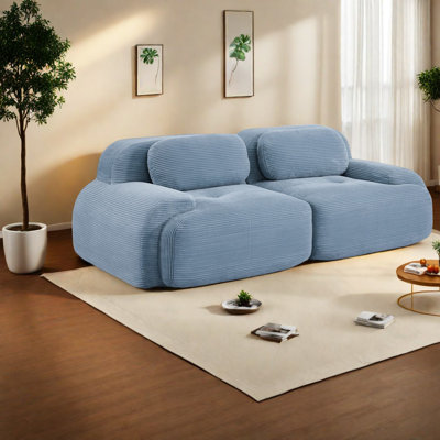 Luxury Corduroy Modular Sofa, 82'' With Comfortable Curved Armrests For Living And Bedrooms