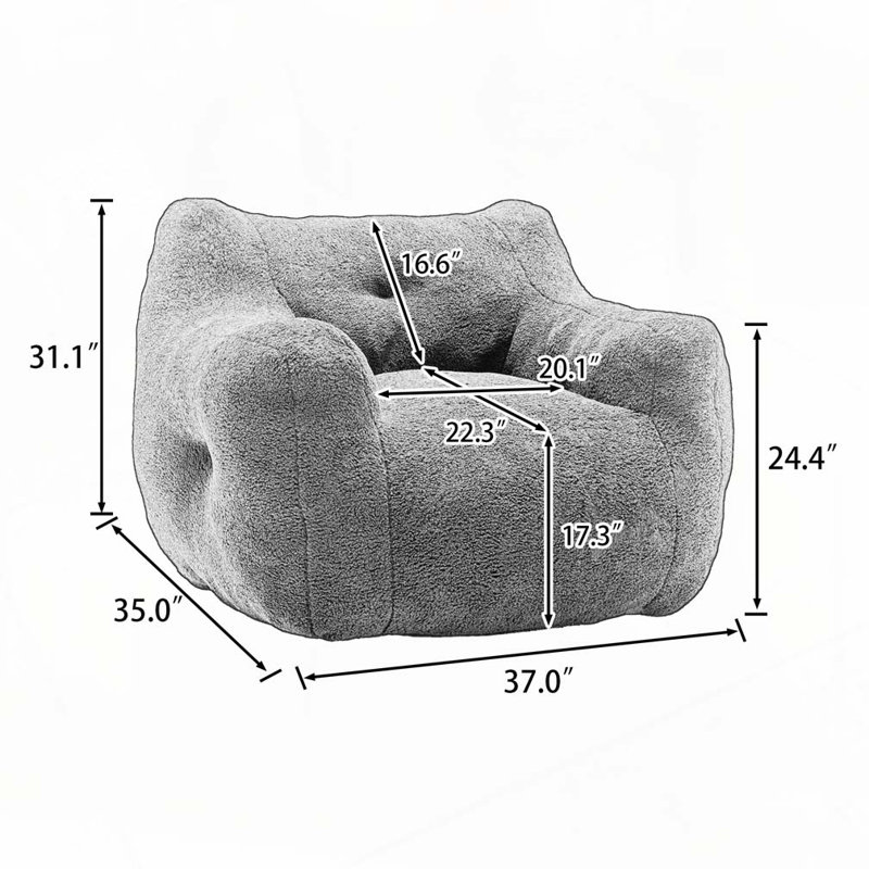 Fauteuil à billes avec accoudoirs et mousse à haute densité rembourrée, Blanc