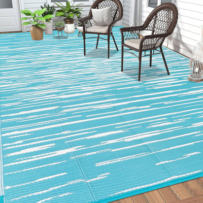 Reversible Plastic Outdoor Rug Waterproof for Patios Clearance,Camping RV,Picnic,Backyard,Deck,Balcony,Porch
