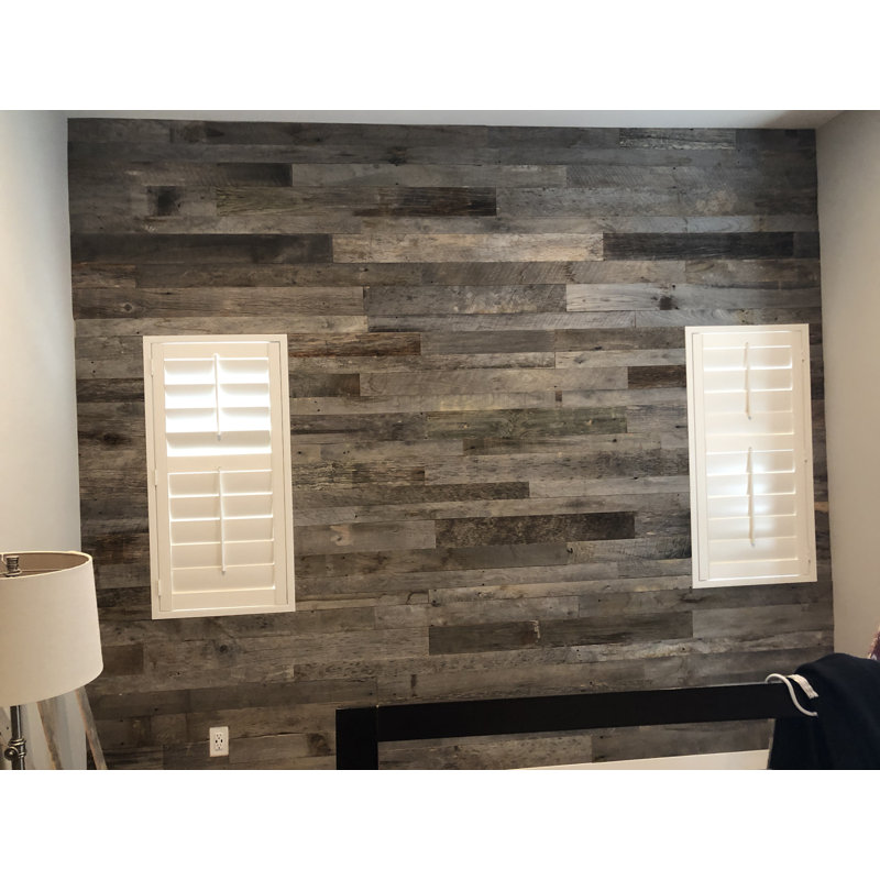 Panneaux muraux en bois de grange de largeur aléatoire x de longueur variable, Gris