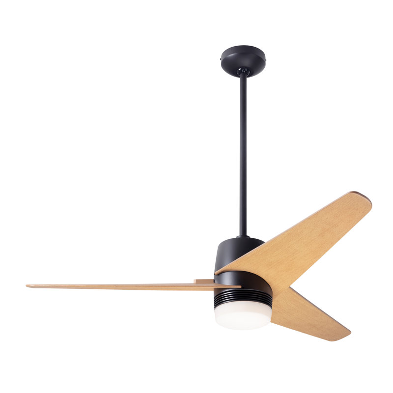 Velo 48'' Ceiling Fan with LED Lights, Dark Bronze, Wall/Remote Combo Controls, Maple