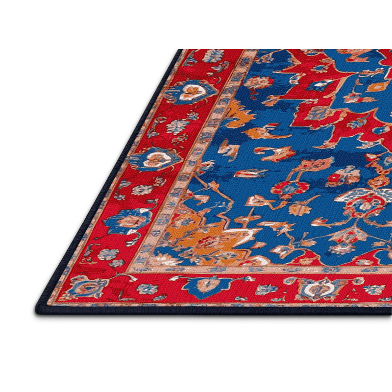 Machine Washable Tabriz Blue Area Rug, Rectangulaire 2 pi x 3 pi
