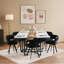 Ensemble de table à manger moderne 7 pièces en marbre blanc et bois avec chaises en velours noir, peu encombrant pour les petites cuisines