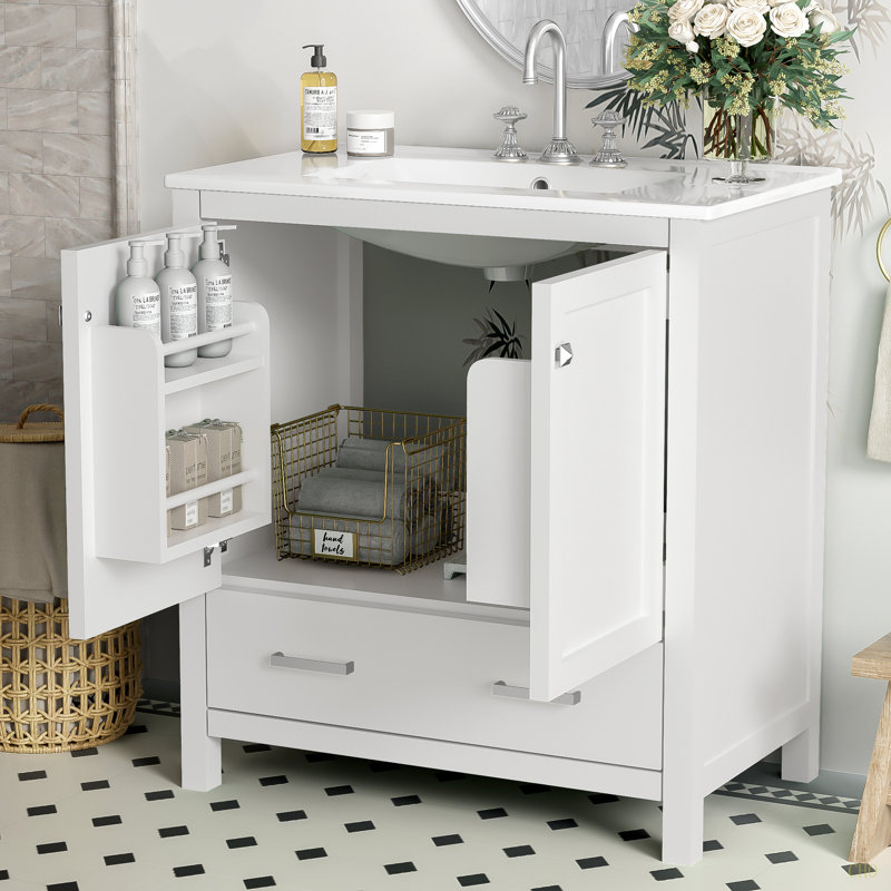 30"  Bathroom Vanity With Single Sink, Combo Cabinet Undermount Sink, Bathroom Storage Cabinet With 2 Doors And A Drawer, Soft Closing, Multifunctional Storage, Solid Wood Frame