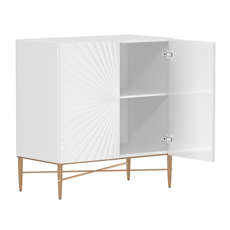 2-Door Wood Accent Cabinet with Metal Legs, White